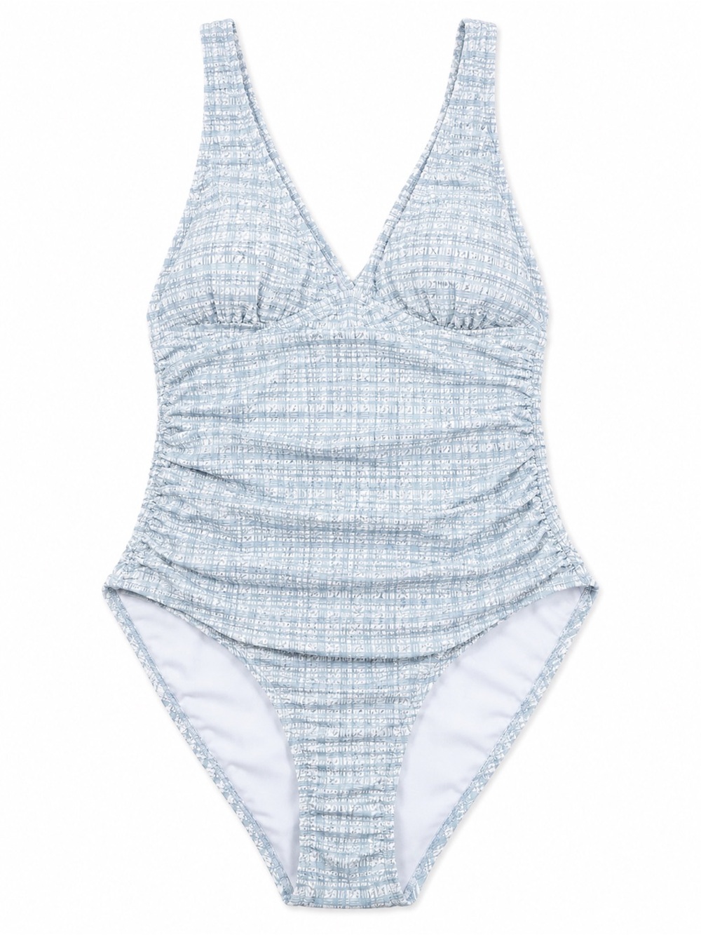 Shade & Shore Gingham Pucker One Piece Swimsuit Blue XL 16 NWT